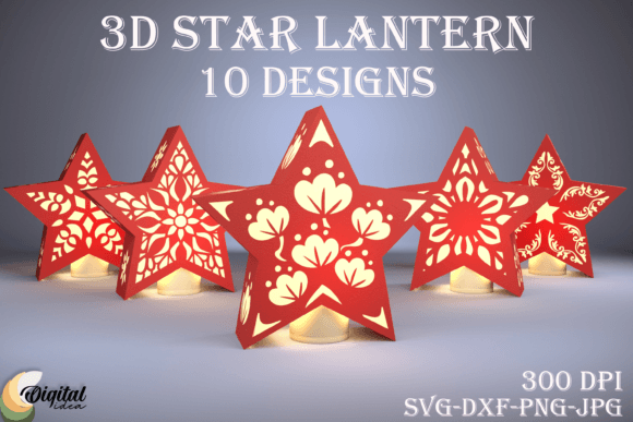 3D Star Lanterns Bundle: Christmas SVG Design