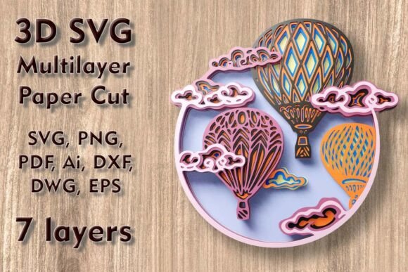 Balloon 3D SVG Multilayer PaperCut Ornaments