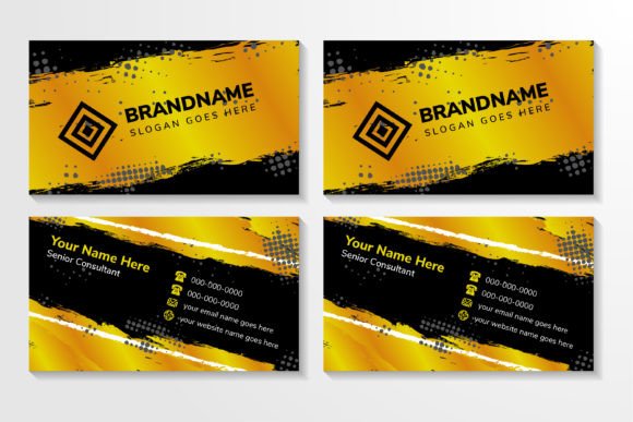 Brush Gold Black Business Card: Graphics & Print Templates