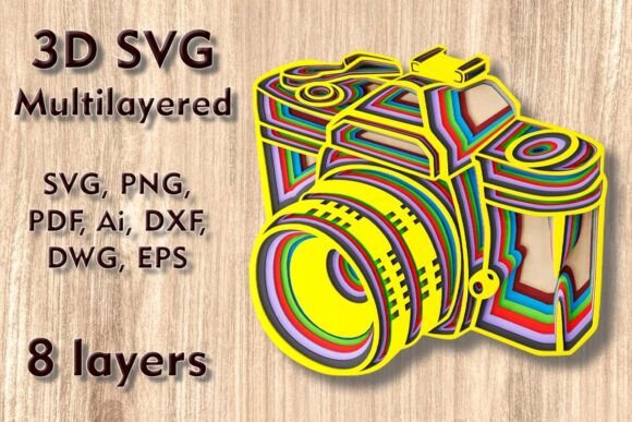 Camera 3D SVG Laser Cut Files for Wall Decor