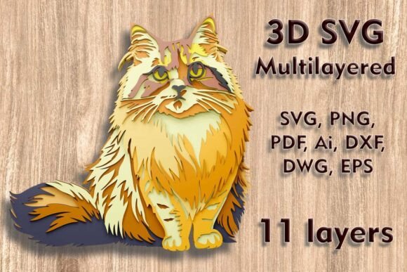 Cat 3D SVG Laser Cut Files for Wall Decor