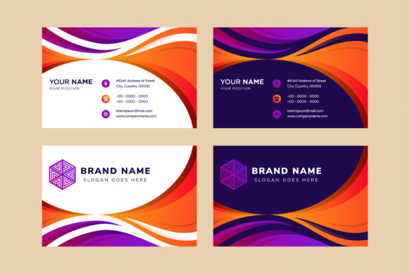 Curve Business Card Horizontal Gradient: Graphics & Print Templates
