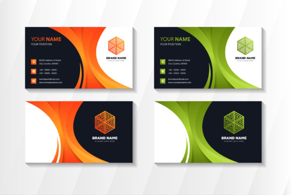 Curve Business Card Horizontal Green