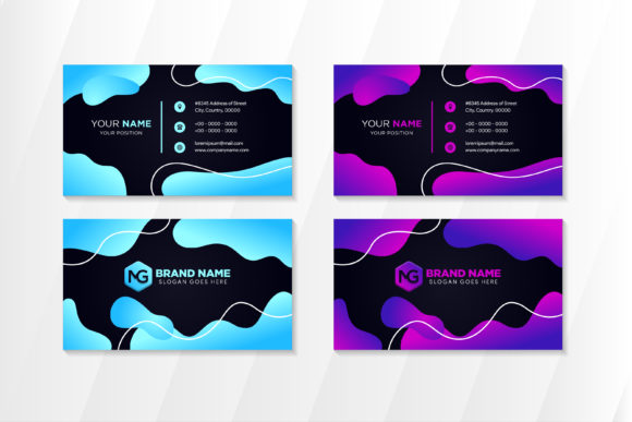 Dark Liquid Business Card Horizontal: Graphics & Print Templates