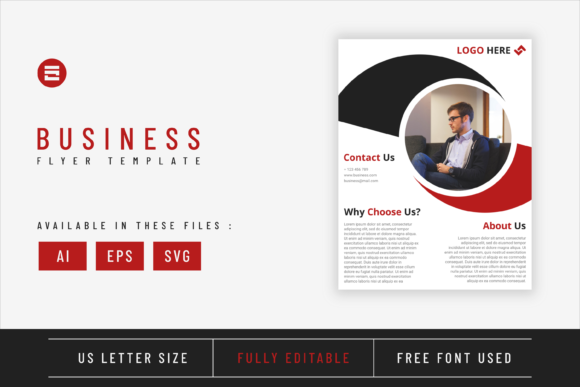 Dark Red Business Flyer Template: Graphics & Print Templates