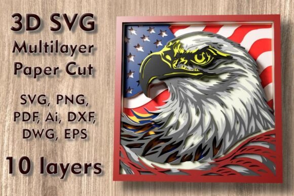 Eagle and Flag 3D SVG PaperCut Files