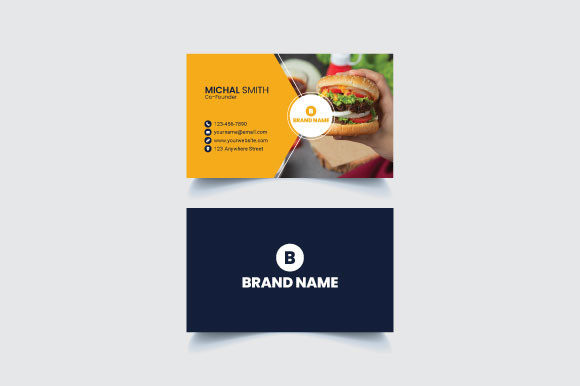 Food Restaurant Business Card Template: Graphics & Print Templates