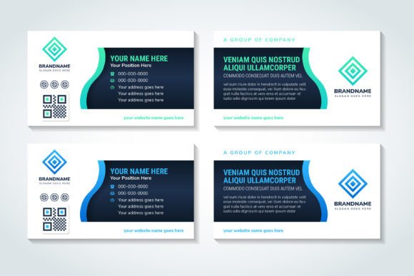 Green and Blue Business Card: Graphics & Print Templates
