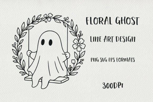 Hand-Drawn Floral Ghost Illustrations & Graphics