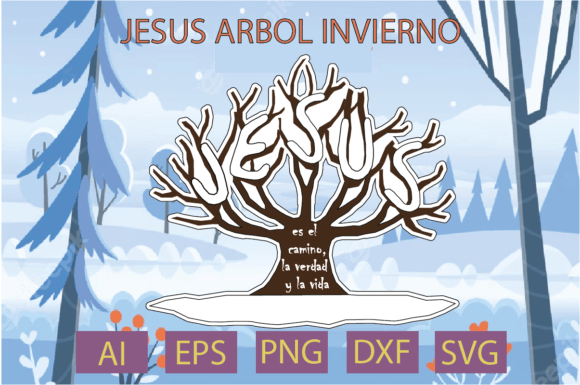 Jesús Árbol Invierno: Graphics for T-Shirt Designs & Editorial Use