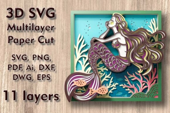 Mermaid 3D SVG Multilayer PaperCut Files