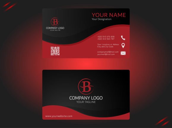 Professional Black and Red Business Card: Graphics & Print Templates