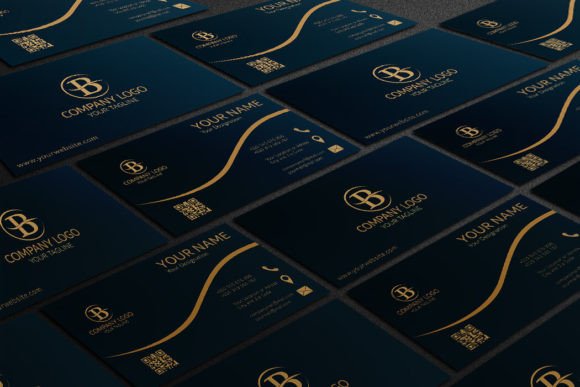 Professional Blue and Gold Business Card: Graphics & Print Templates