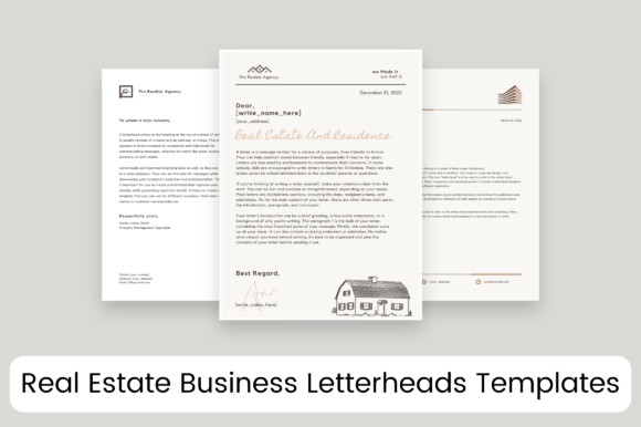Real Estate Business Letterhead Template: Graphics & Print Templates