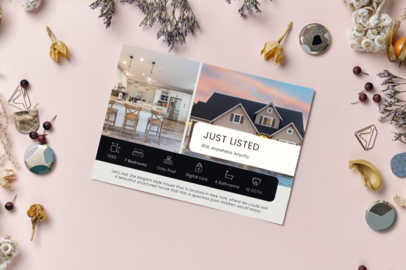 Real Estate Business Postcard Template: Graphics & Print Templates