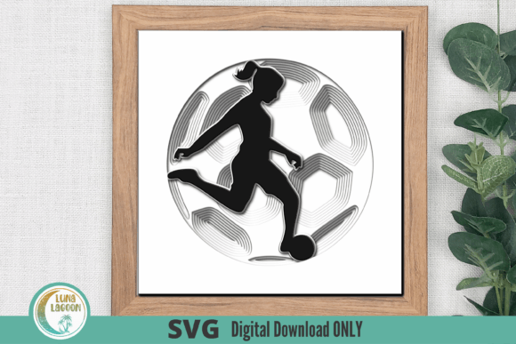 SOCCER FÚTBOL Female 3D SVG for Shadow Boxes